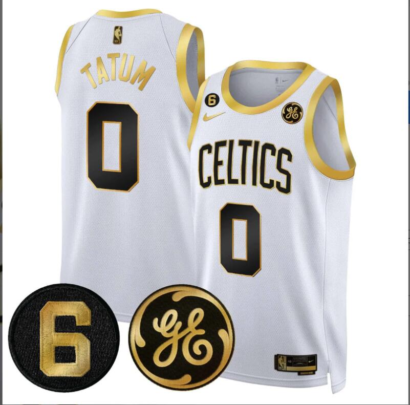 Men Boston Celtics #6 Bill Russell John Havlicek Patch Custom white 2024 NBA Jersey